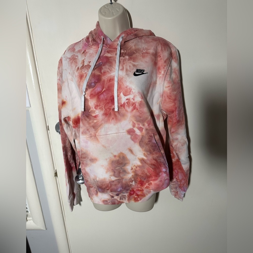 Nike Pink and White Tie-Dye Hoodie